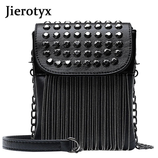 JIEROTYX Fringed with Diamonds Women's Bag Messenger Bags Designer Fashion Chain Female Shoulder Bag High Quality Wholesale
